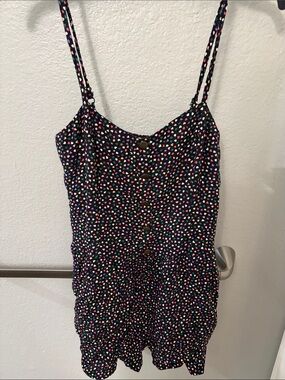 Forever 21 Black Romper with Multicolor Heart Print
